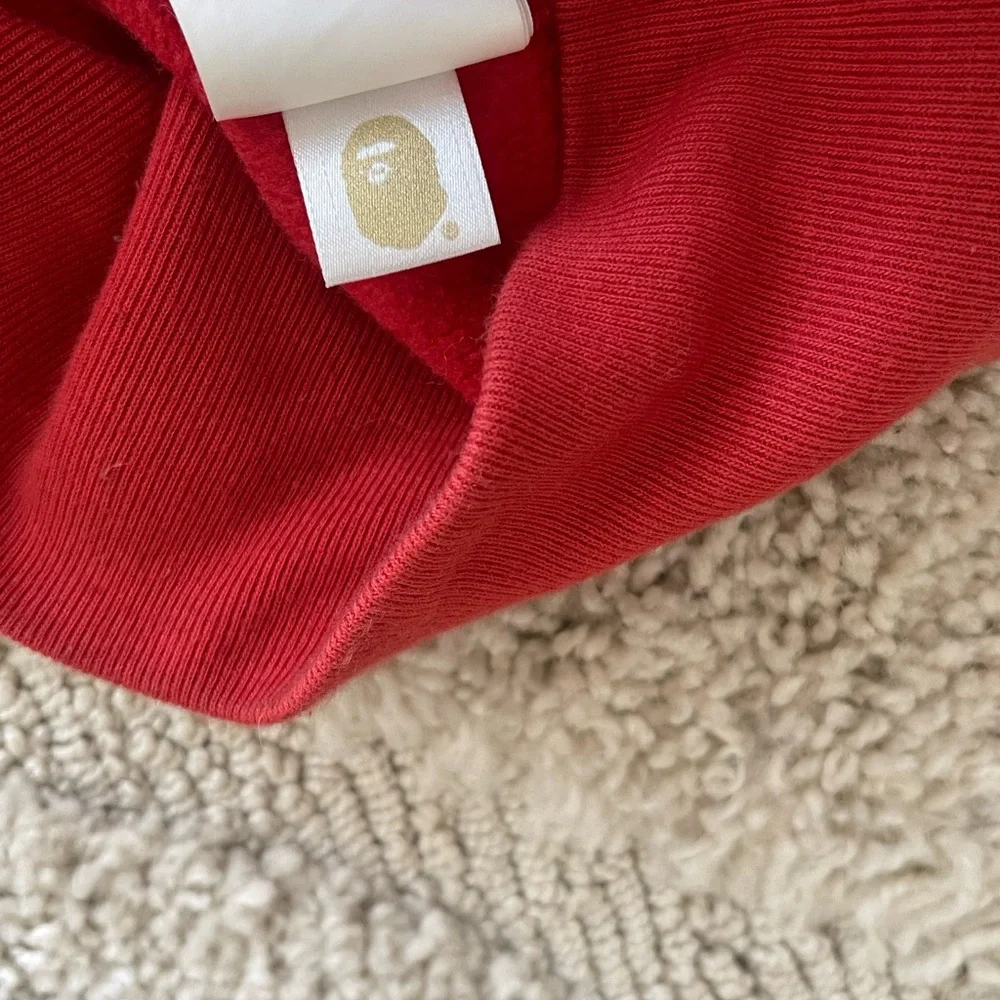 A Bathing Ape Bape Red Sweatshirt Hoodie - Picture 7 of 8